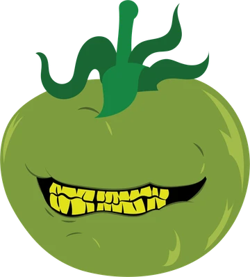 A green tomato, grinning, entirely pleased that the FVI has nothing on file.